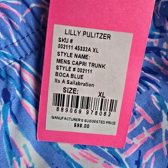 Lilly Pulitzer Swim Trunks Shorts Mens XL Blue Its A Sailabration Print NWT - Picture 5 of 12
